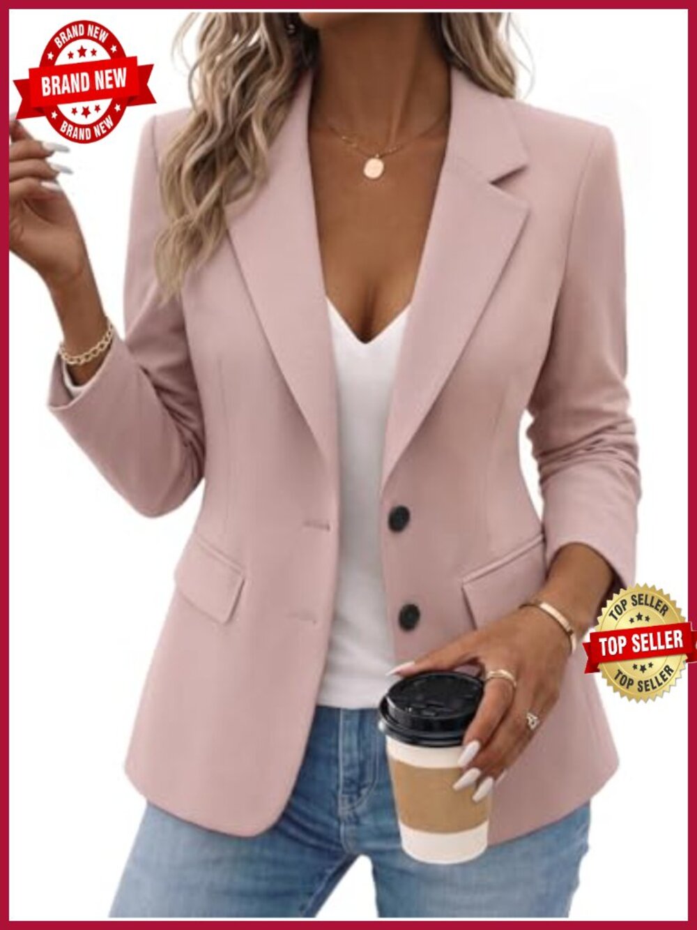 Slim Fit Lightweight Polyester Blend Blazer Business Casual